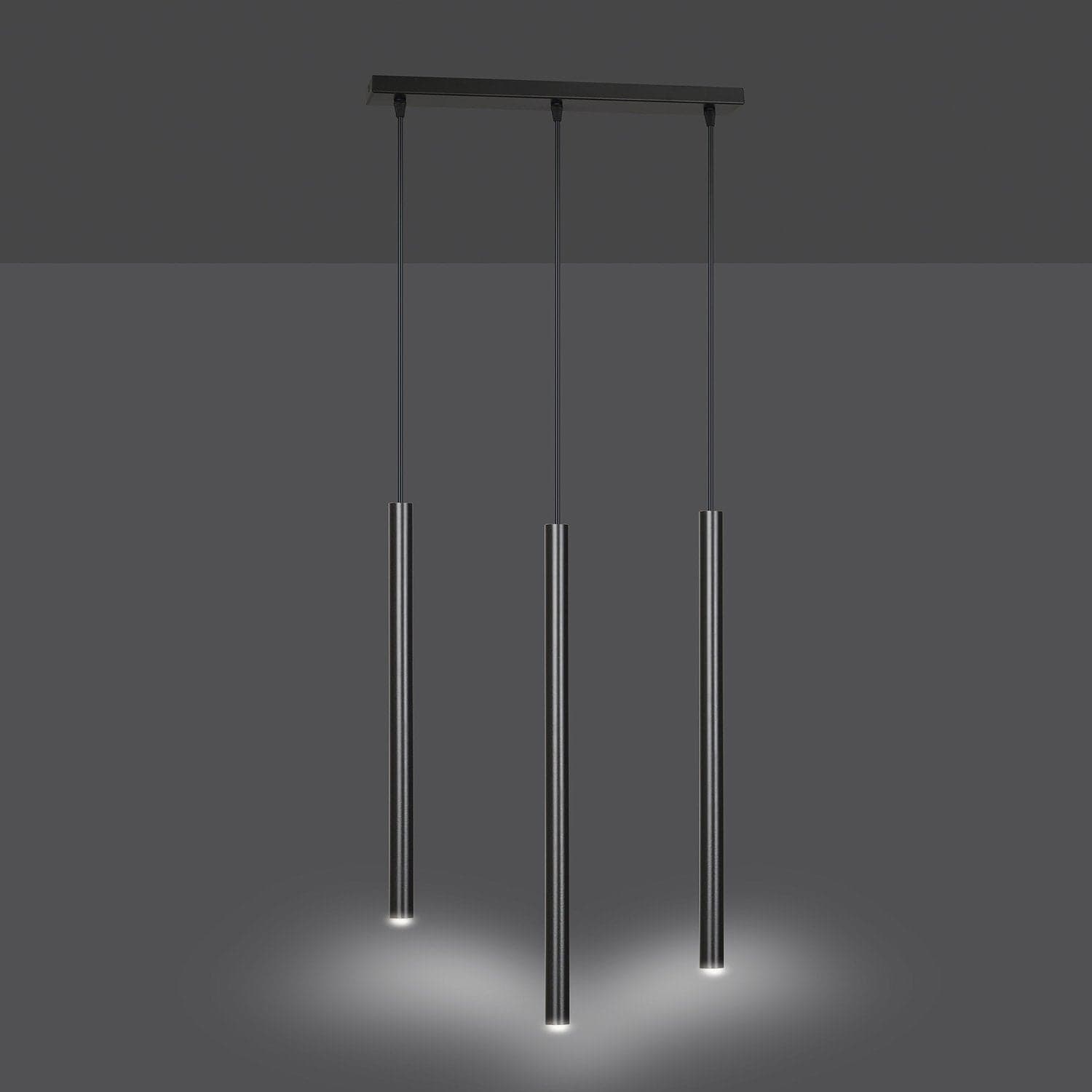 Lampadario 3 Luci Moderno Selter Acciaio Nero E Paralumi A Cilindri Sottili in Lampade a sospensione LuceArt - Montecorvino Pugliano, commercioVirtuoso.it