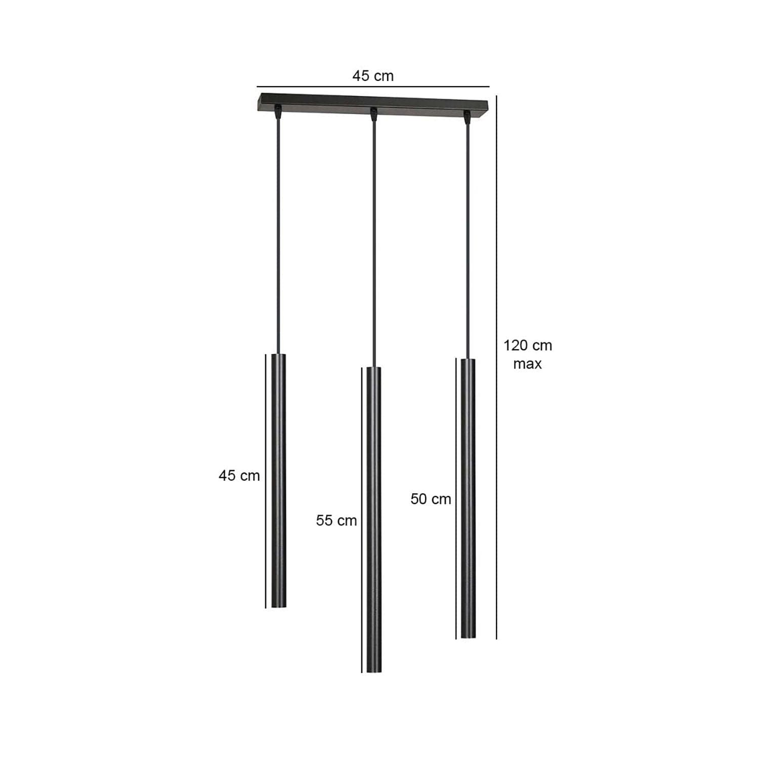 Lampadario 3 Luci Moderno Selter Acciaio Nero E Paralumi A Cilindri Sottili in Lampade a sospensione LuceArt - Montecorvino Pugliano, commercioVirtuoso.it