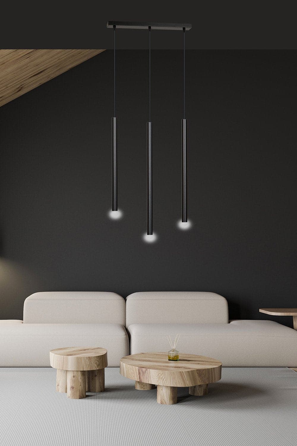 Lampadario 3 Luci Moderno Selter Acciaio Nero E Paralumi A Cilindri Sottili in Lampade a sospensione LuceArt - Montecorvino Pugliano, commercioVirtuoso.it