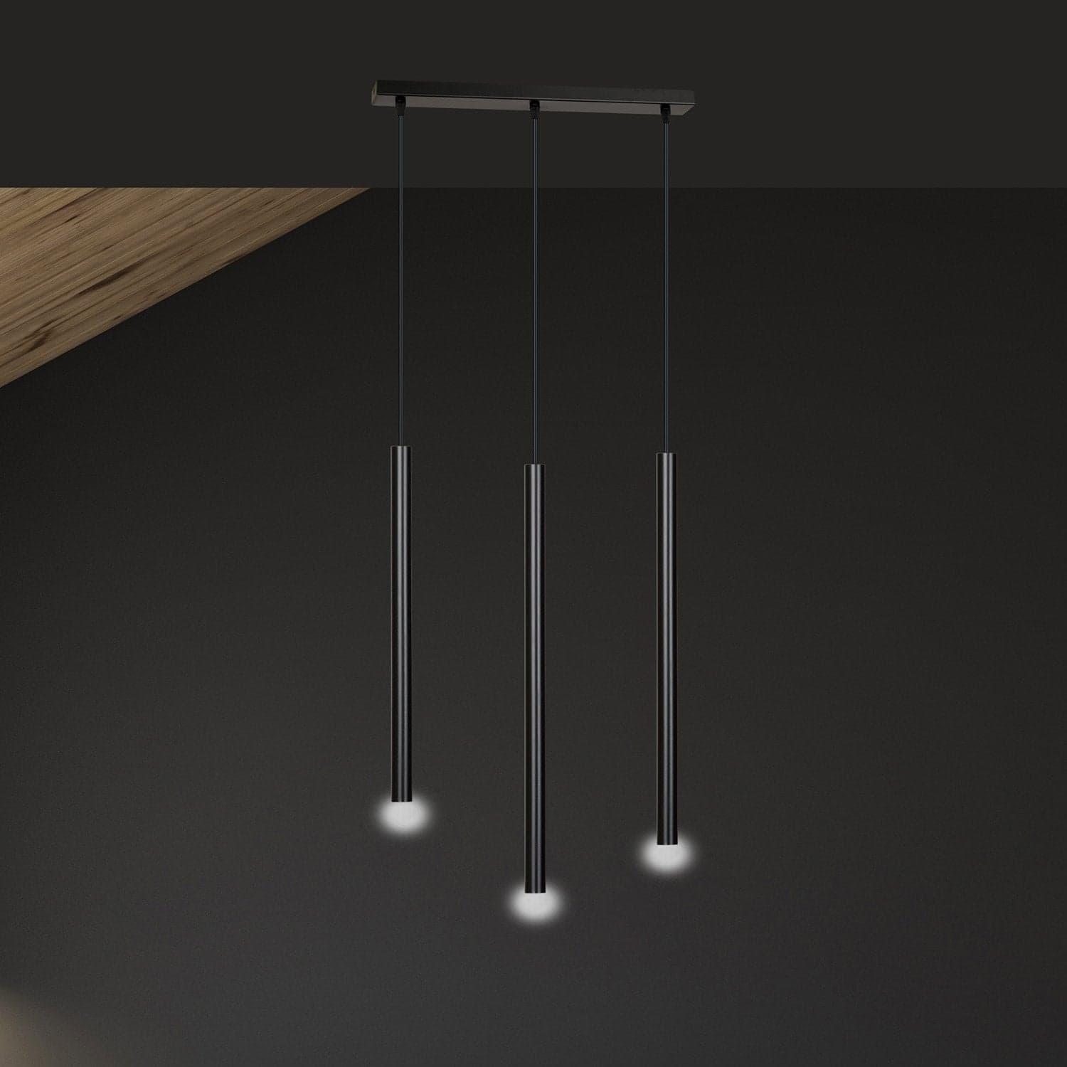 Lampadario 3 Luci Moderno Selter Acciaio Nero E Paralumi A Cilindri Sottili in Lampade a sospensione LuceArt - Montecorvino Pugliano, commercioVirtuoso.it