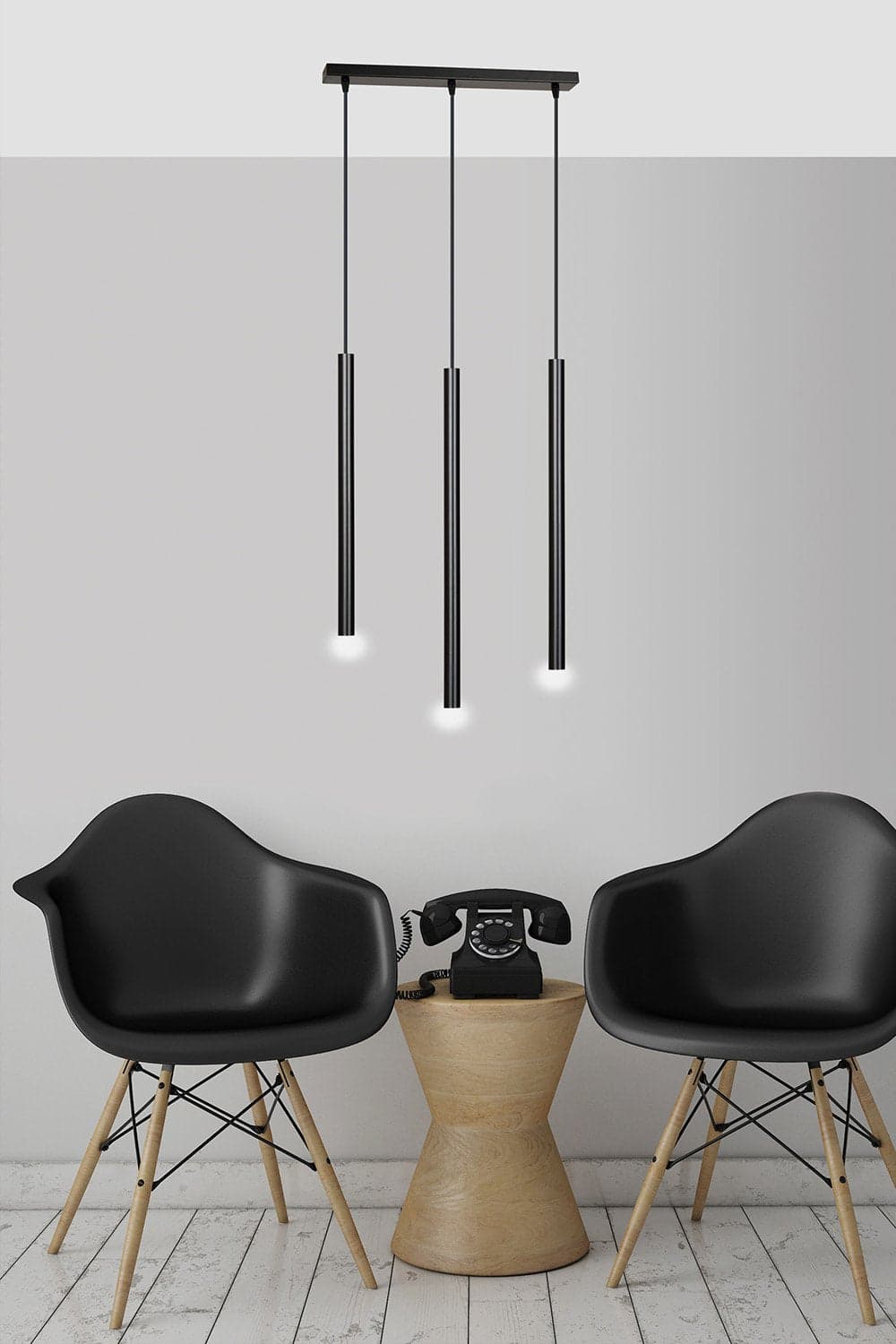 Lampadario 3 Luci Moderno Selter Acciaio Nero E Paralumi A Cilindri Sottili in Lampade a sospensione LuceArt - Montecorvino Pugliano, commercioVirtuoso.it