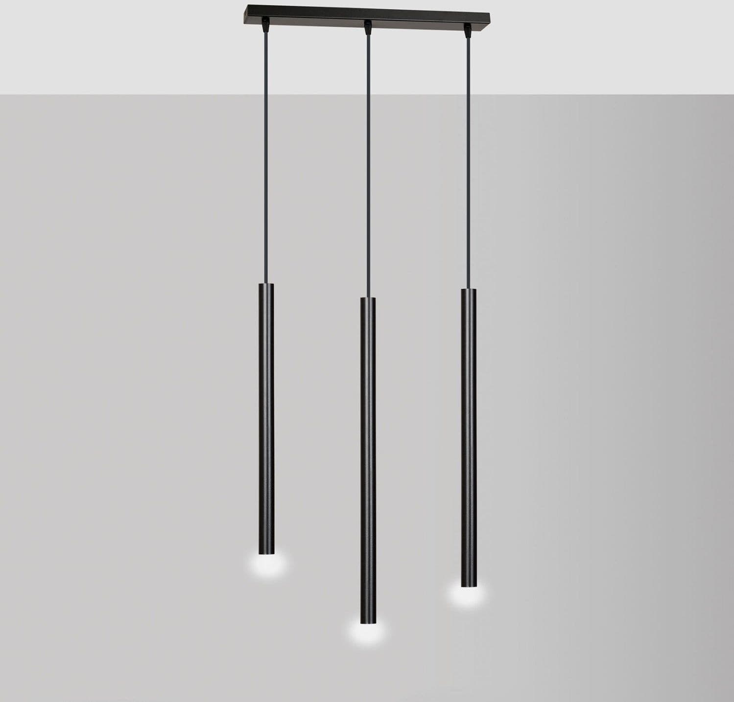 Lampadario 3 Luci Moderno Selter Acciaio Nero E Paralumi A Cilindri Sottili in Lampade a sospensione LuceArt - Montecorvino Pugliano, commercioVirtuoso.it