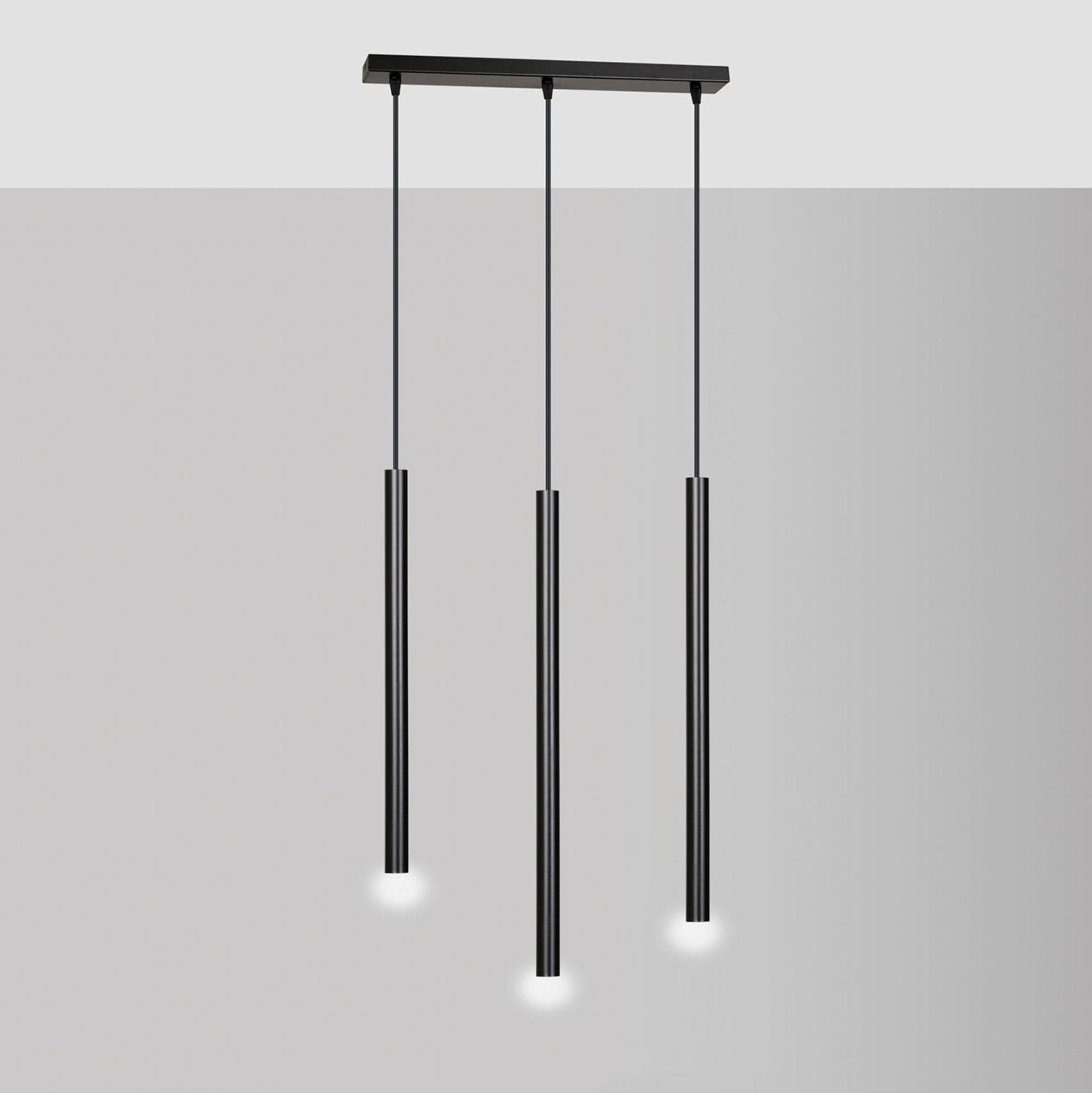 Lampadario 3 Luci Moderno Selter Acciaio Nero E Paralumi A Cilindri Sottili in Lampade a sospensione LuceArt - Montecorvino Pugliano, commercioVirtuoso.it