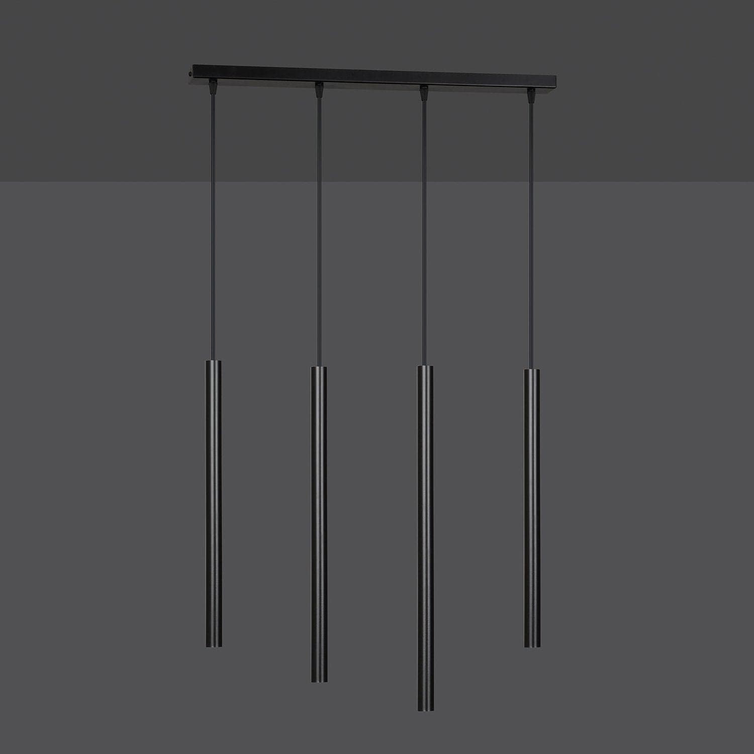 Lampadario 4 Luci Moderno Selter Acciaio Nero E Paralumi A Cilindri Sottili in Lampade a sospensione LuceArt - Montecorvino Pugliano, commercioVirtuoso.it