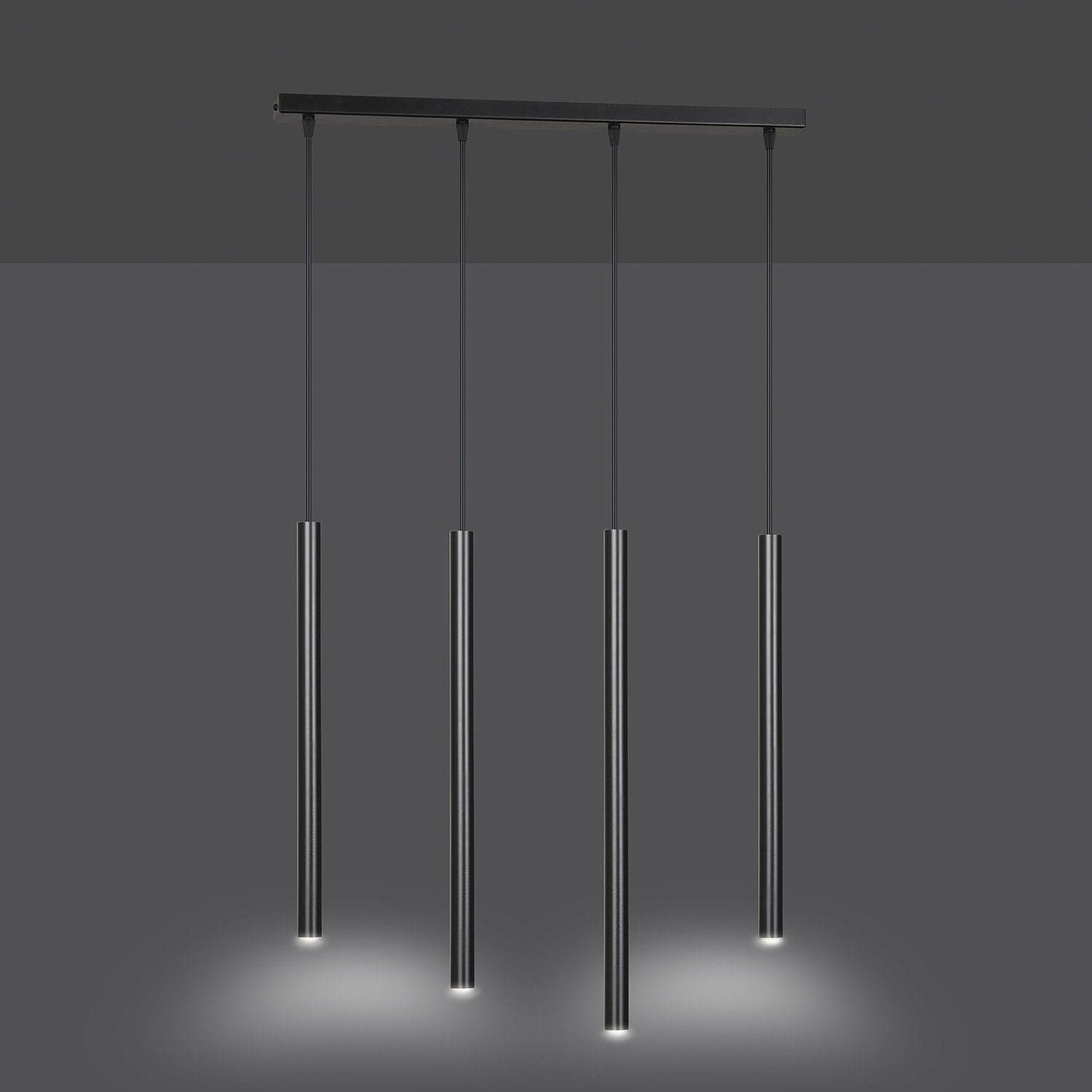 Lampadario 4 Luci Moderno Selter Acciaio Nero E Paralumi A Cilindri Sottili in Lampade a sospensione LuceArt - Montecorvino Pugliano, commercioVirtuoso.it