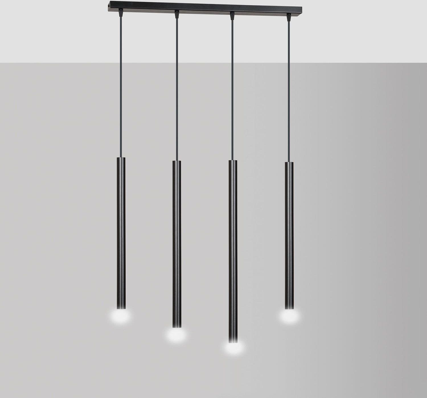 Lampadario 4 Luci Moderno Selter Acciaio Nero E Paralumi A Cilindri Sottili in Lampade a sospensione LuceArt - Montecorvino Pugliano, commercioVirtuoso.it