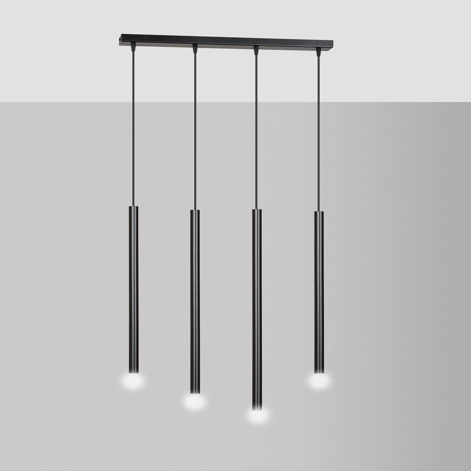 Lampadario 4 Luci Moderno Selter Acciaio Nero E Paralumi A Cilindri Sottili in Lampade a sospensione LuceArt - Montecorvino Pugliano, commercioVirtuoso.it