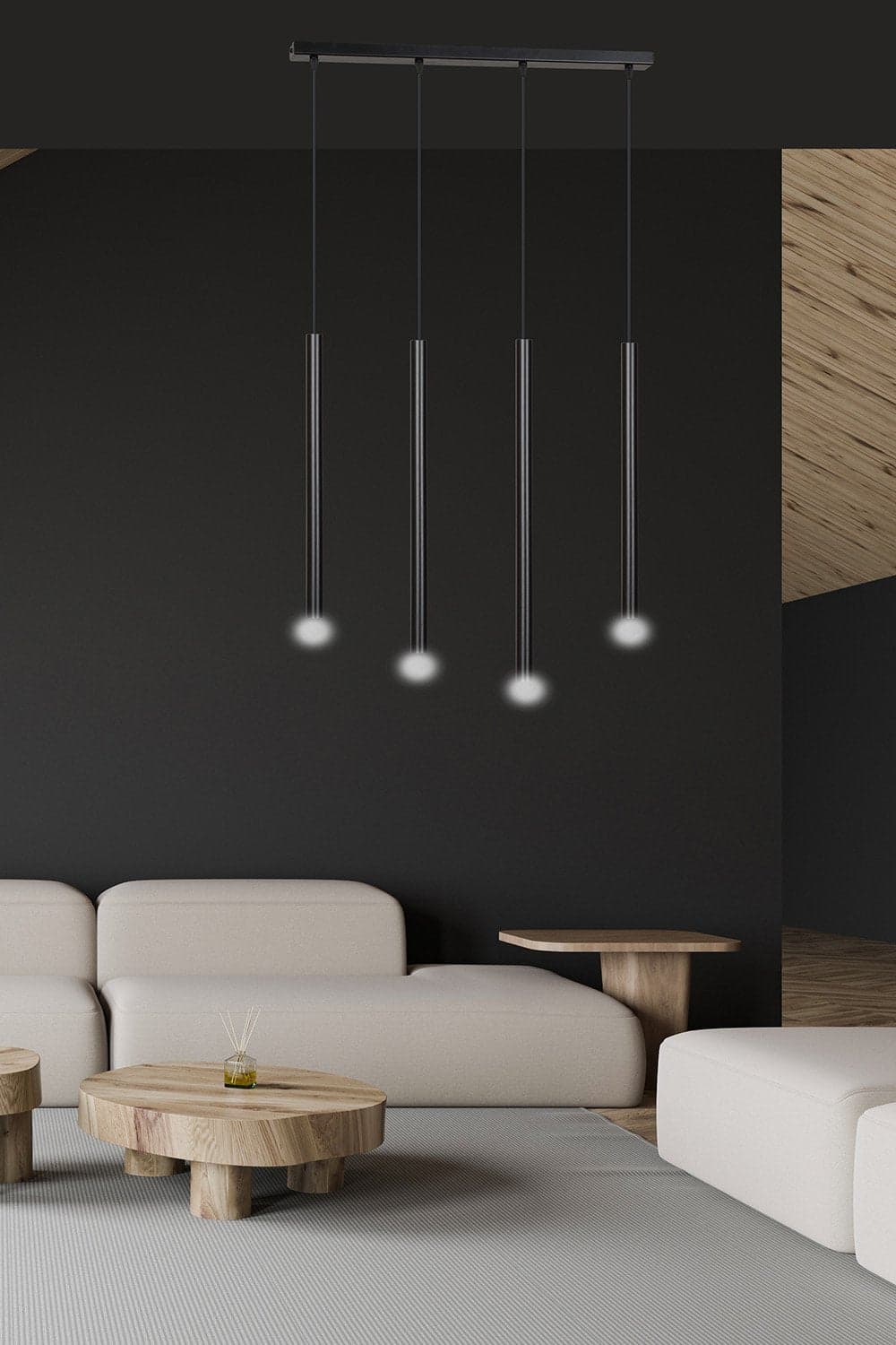 Lampadario 4 Luci Moderno Selter Acciaio Nero E Paralumi A Cilindri Sottili in Lampade a sospensione LuceArt - Montecorvino Pugliano, commercioVirtuoso.it