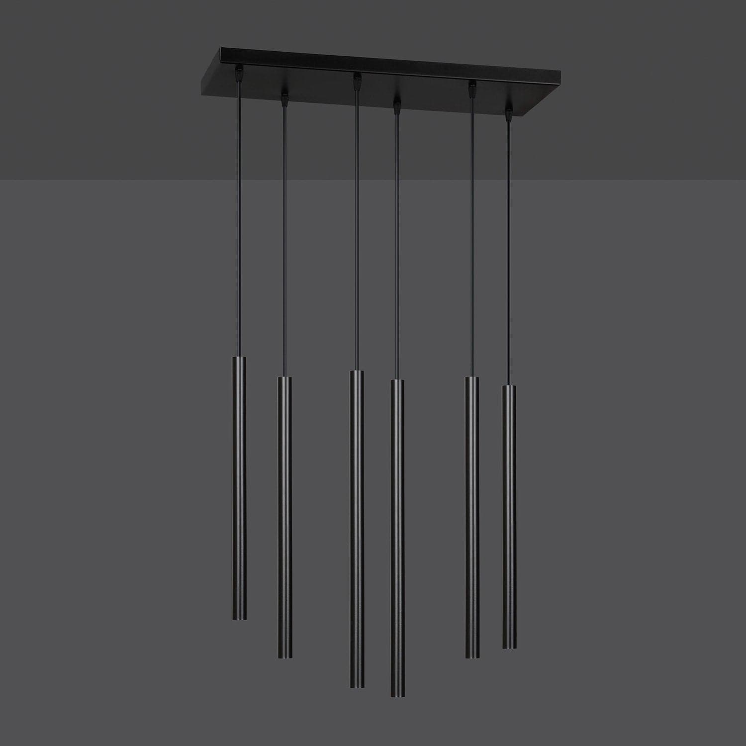 Lampadario 6 Luci Moderno Selter Acciaio Nero E Paralumi A Cilindri Sottili in Lampade a sospensione LuceArt - Montecorvino Pugliano, commercioVirtuoso.it