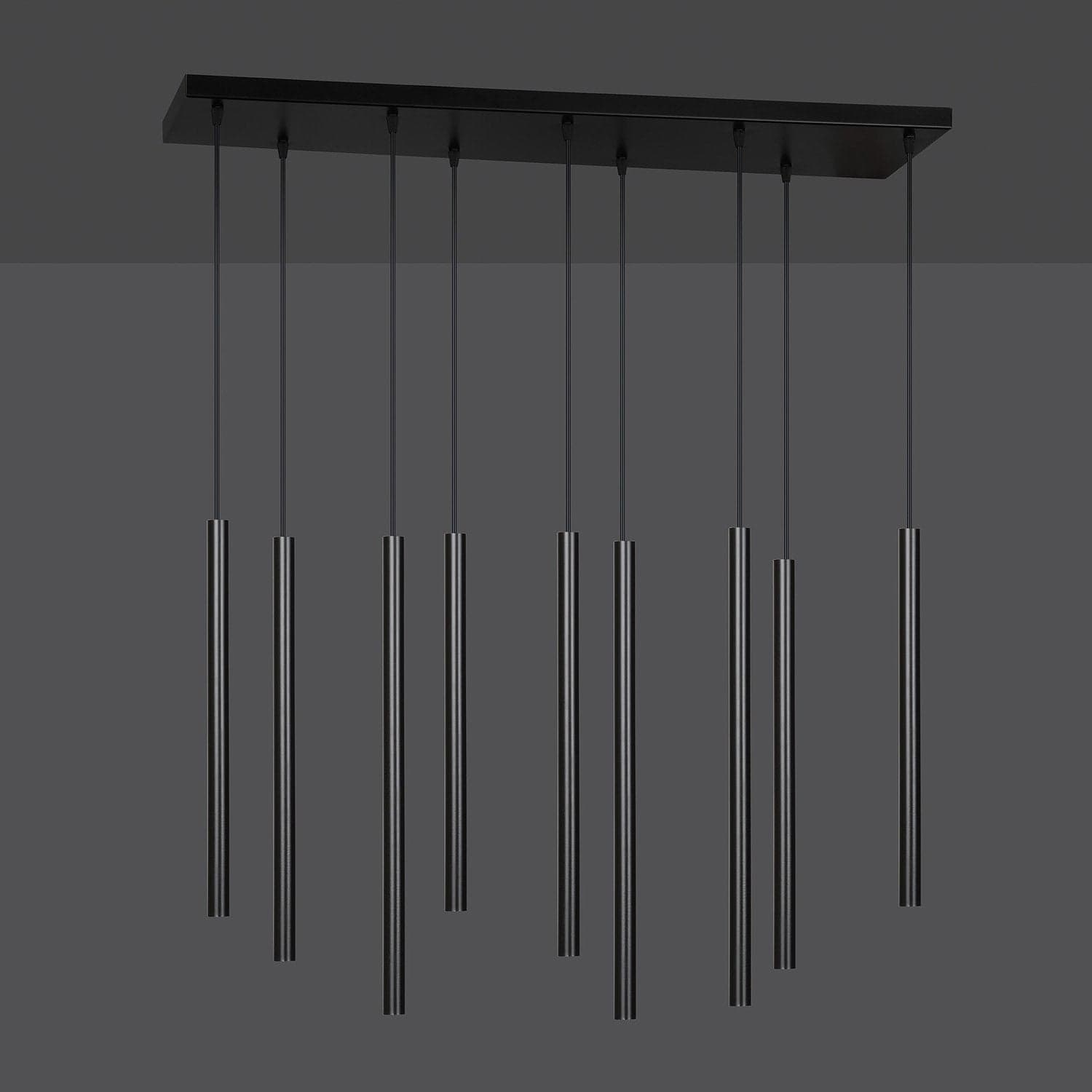 Lampadario 9 Luci Moderno Selter Acciaio Nero E Paralumi A Cilindri Sottili in Lampade a sospensione LuceArt - Montecorvino Pugliano, commercioVirtuoso.it