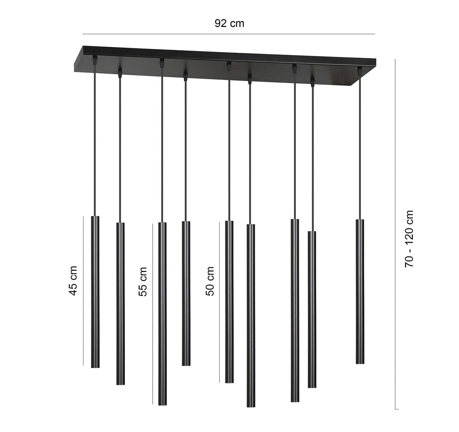 Lampadario 9 Luci Moderno Selter Acciaio Nero E Paralumi A Cilindri Sottili in Lampade a sospensione LuceArt - Montecorvino Pugliano, commercioVirtuoso.it