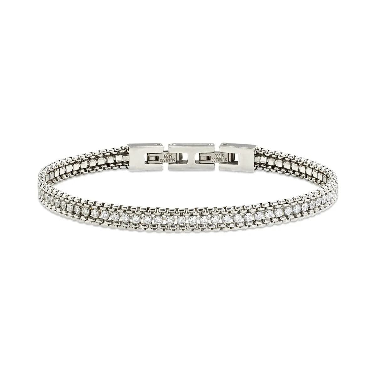Amen - Bracciale Tennis in Acciaio con Zirconi Bianchi in Bracciali Alba Gioielli - Casoria, commercioVirtuoso.it