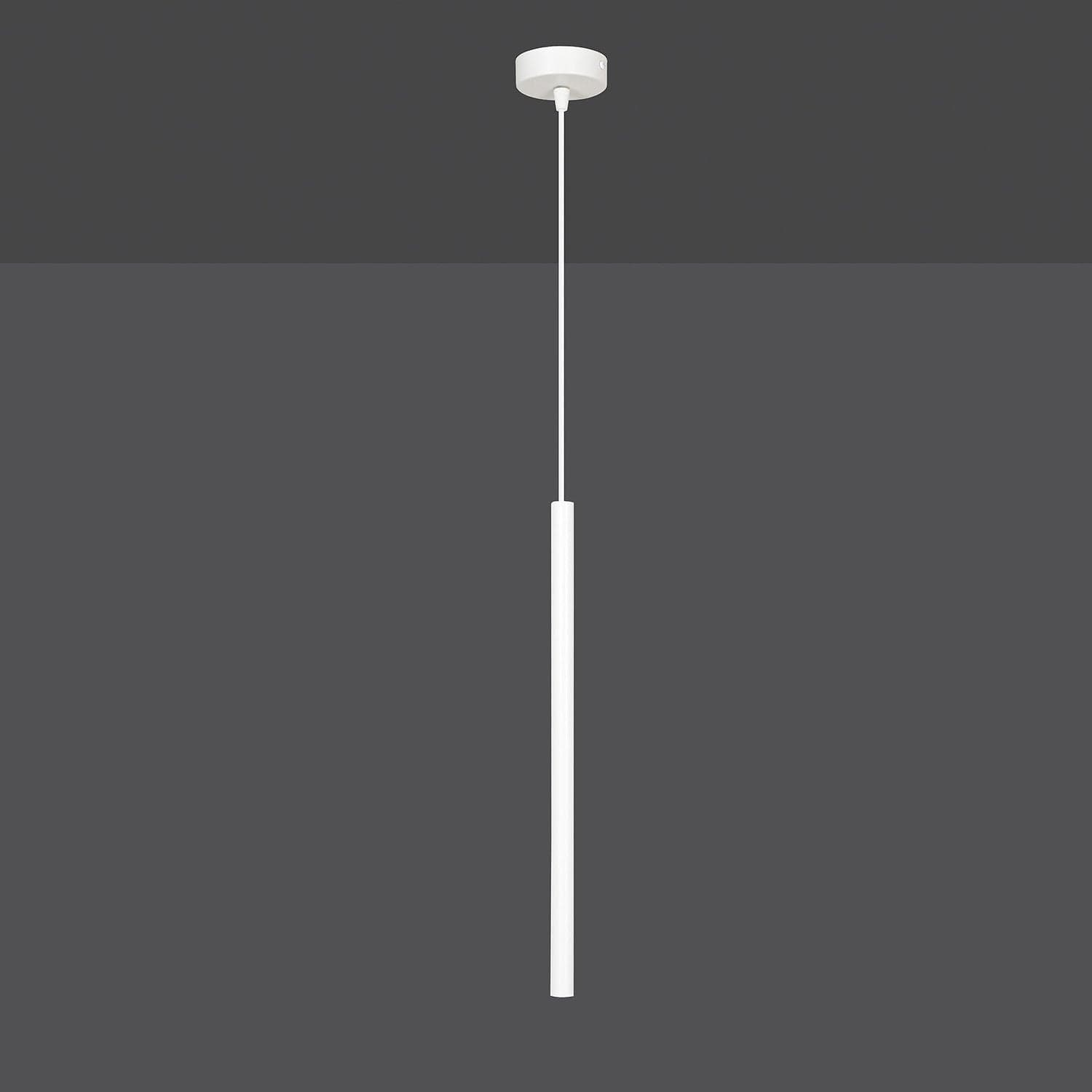 Lampadario 1 Luce Moderno Selter Acciaio Bianco E Paralume A Cilindro Sottile in Lampade a sospensione LuceArt - Montecorvino Pugliano, commercioVirtuoso.it