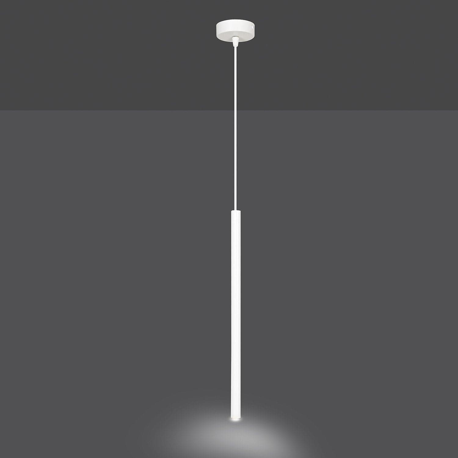 Lampadario 1 Luce Moderno Selter Acciaio Bianco E Paralume A Cilindro Sottile in Lampade a sospensione LuceArt - Montecorvino Pugliano, commercioVirtuoso.it