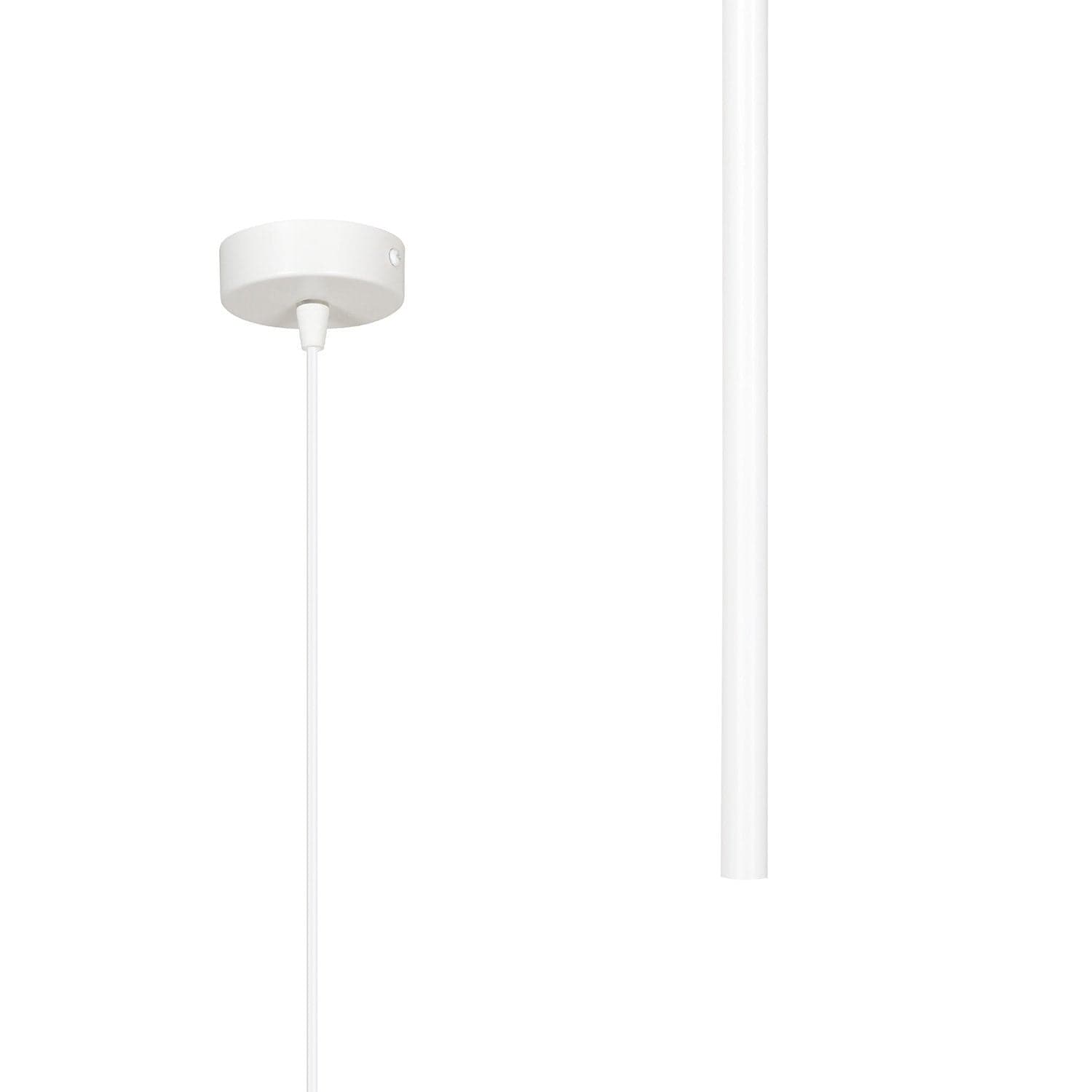 Lampadario 1 Luce Moderno Selter Acciaio Bianco E Paralume A Cilindro Sottile in Lampade a sospensione LuceArt - Montecorvino Pugliano, commercioVirtuoso.it