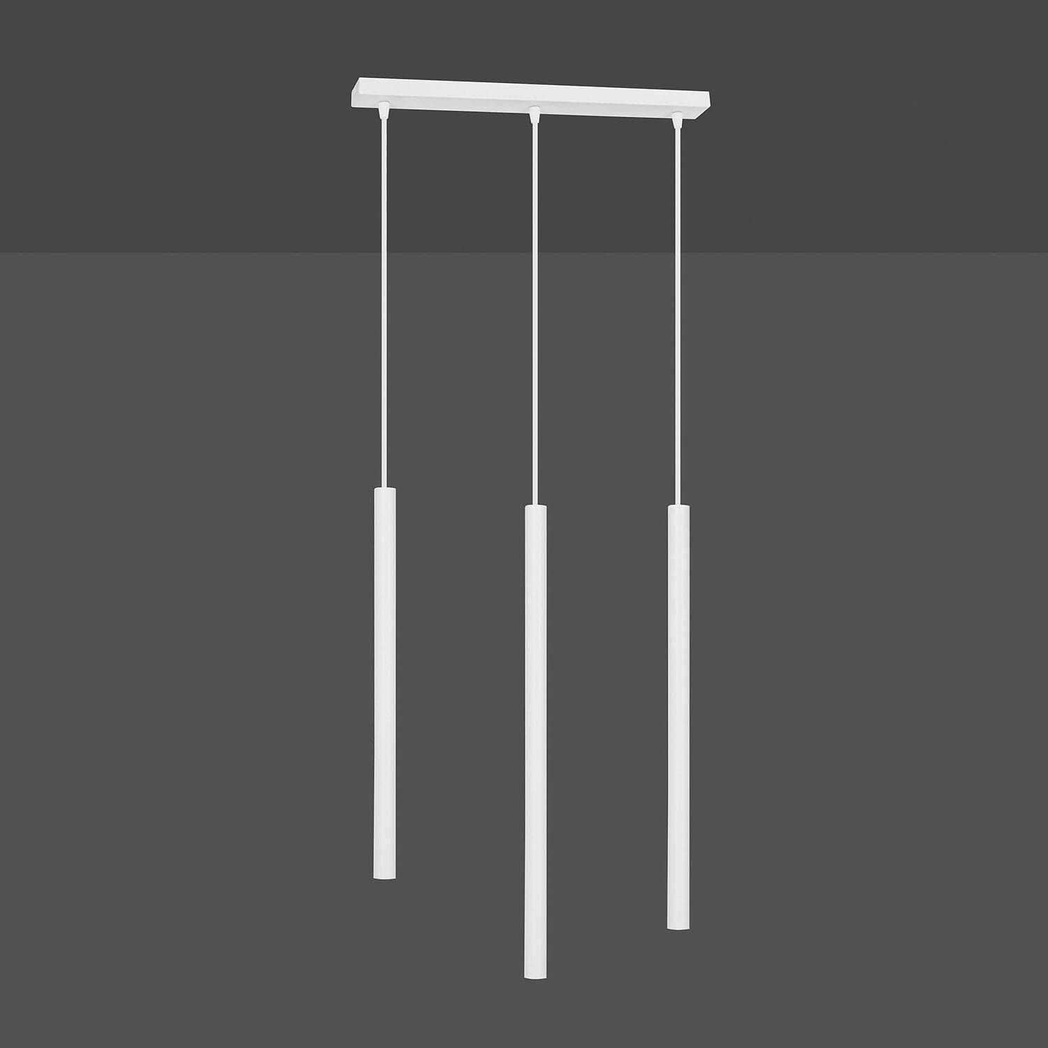Lampadario 3 Luci Moderno Selter Acciaio Bianco E Paralumi A Cilindri Sottili in Lampade a sospensione LuceArt - Montecorvino Pugliano, commercioVirtuoso.it