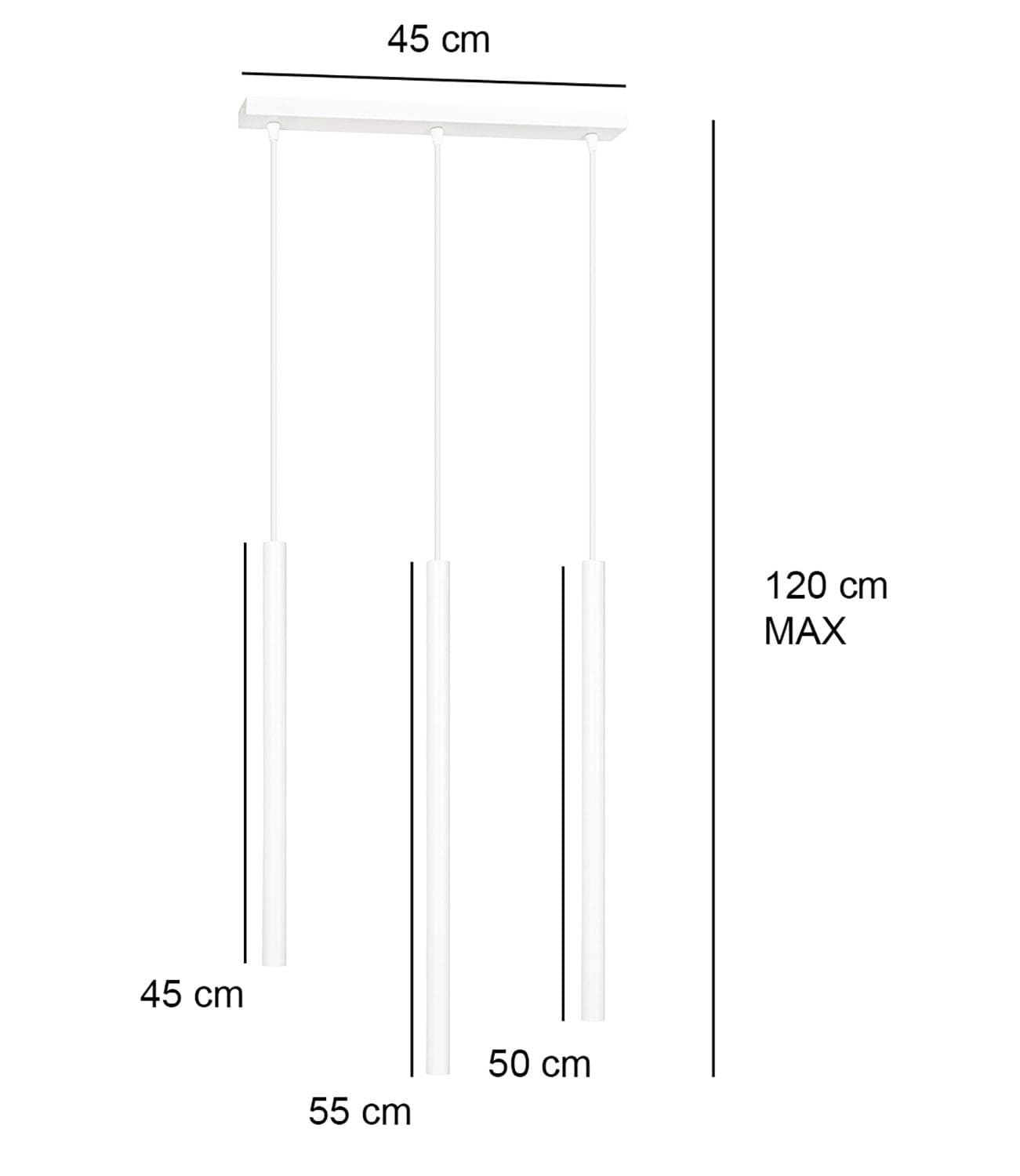 Lampadario 3 Luci Moderno Selter Acciaio Bianco E Paralumi A Cilindri Sottili in Lampade a sospensione LuceArt - Montecorvino Pugliano, commercioVirtuoso.it