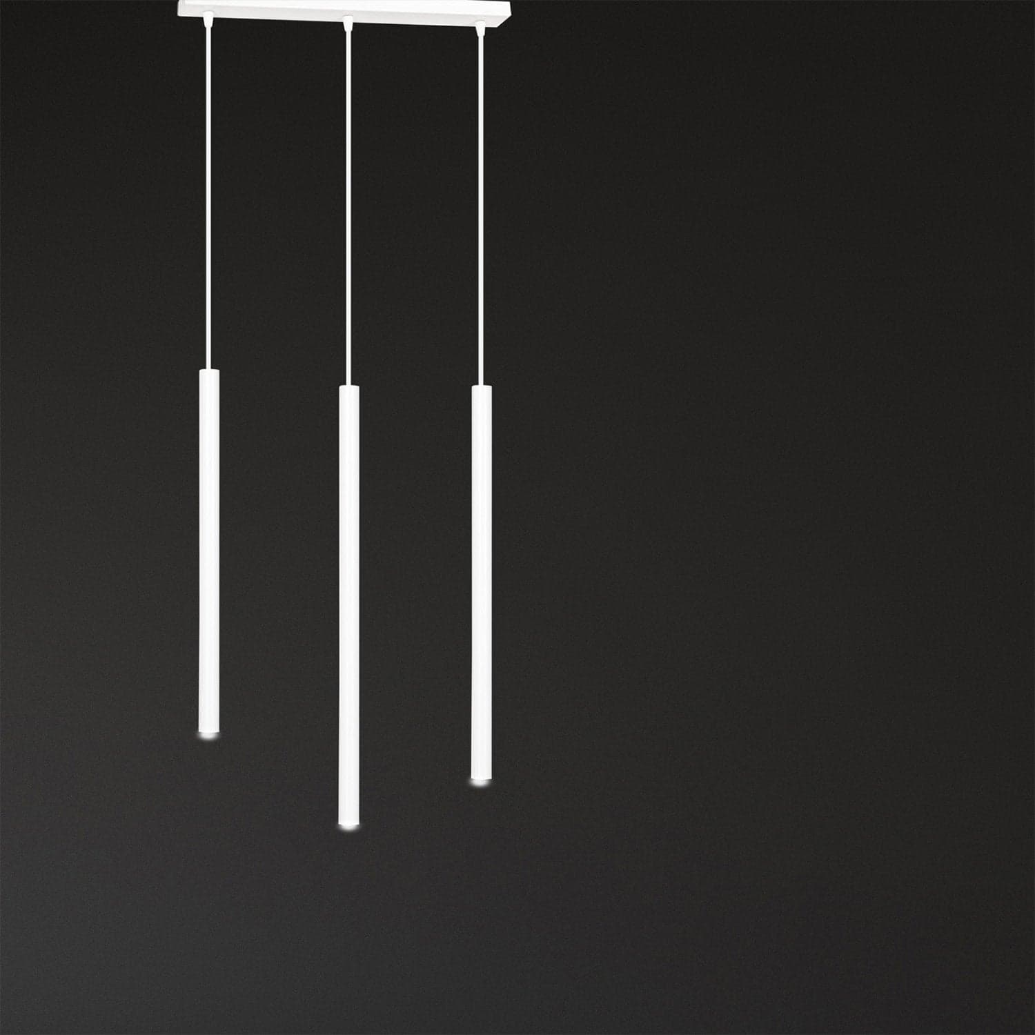 Lampadario 3 Luci Moderno Selter Acciaio Bianco E Paralumi A Cilindri Sottili in Lampade a sospensione LuceArt - Montecorvino Pugliano, commercioVirtuoso.it