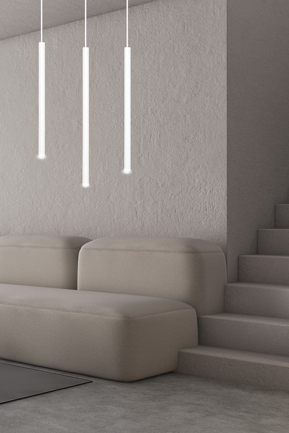 Lampadario 3 Luci Moderno Selter Acciaio Bianco E Paralumi A Cilindri Sottili in Lampade a sospensione LuceArt - Montecorvino Pugliano, commercioVirtuoso.it