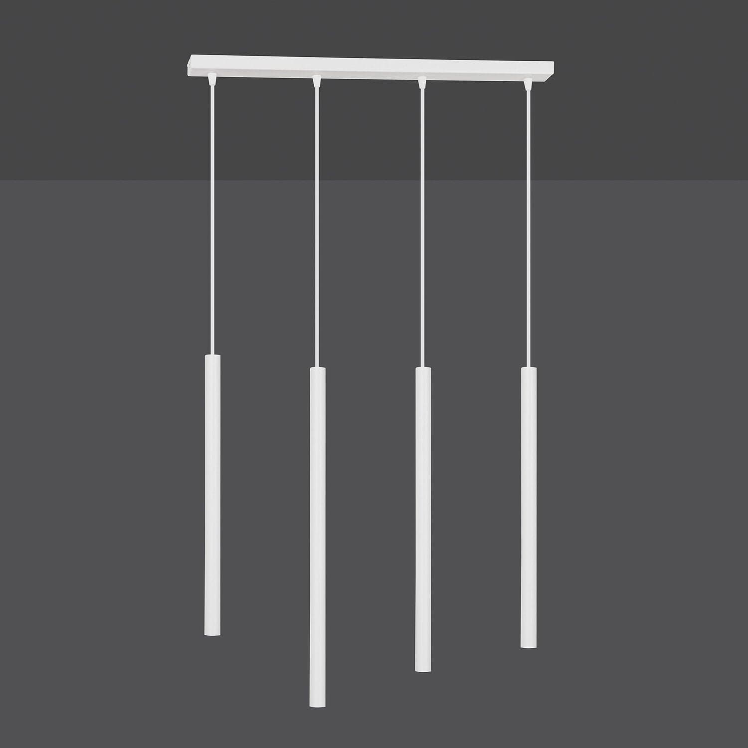 Lampadario 4 Luci Moderno Selter Acciaio Bianco E Paralumi A Cilindri Sottili in Lampade a sospensione LuceArt - Montecorvino Pugliano, commercioVirtuoso.it