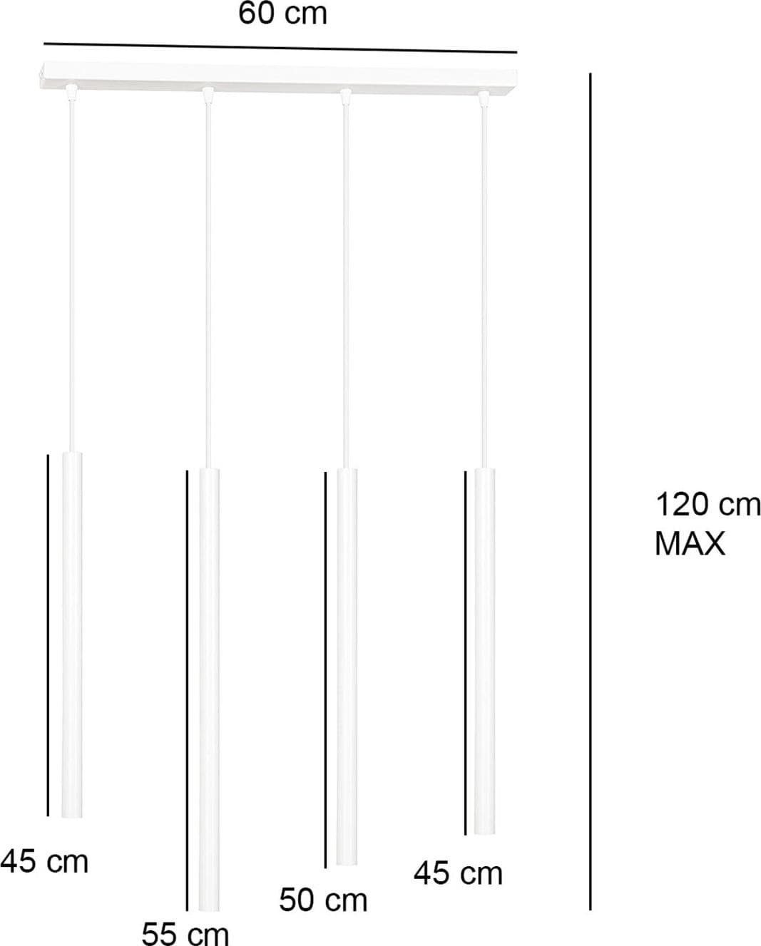 Lampadario 4 Luci Moderno Selter Acciaio Bianco E Paralumi A Cilindri Sottili in Lampade a sospensione LuceArt - Montecorvino Pugliano, commercioVirtuoso.it