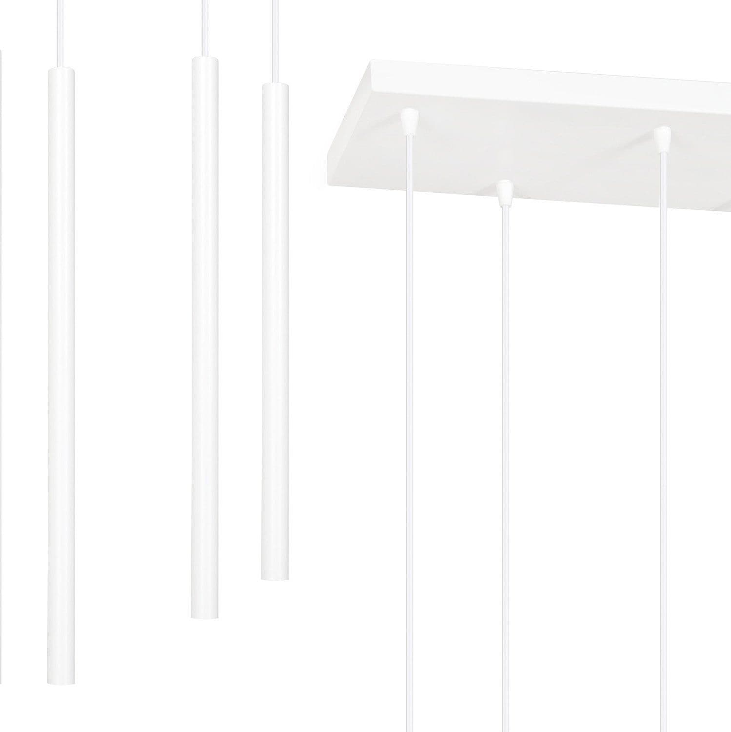 Lampadario 6 Luci Moderno Selter Acciaio Bianco E Paralumi A Cilindri Sottili in Lampade a sospensione LuceArt - Montecorvino Pugliano, commercioVirtuoso.it