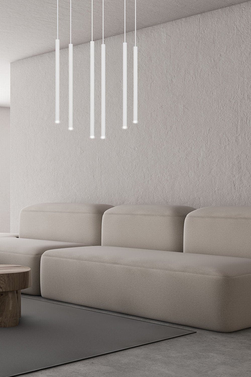 Lampadario 6 Luci Moderno Selter Acciaio Bianco E Paralumi A Cilindri Sottili in Lampade a sospensione LuceArt - Montecorvino Pugliano, commercioVirtuoso.it