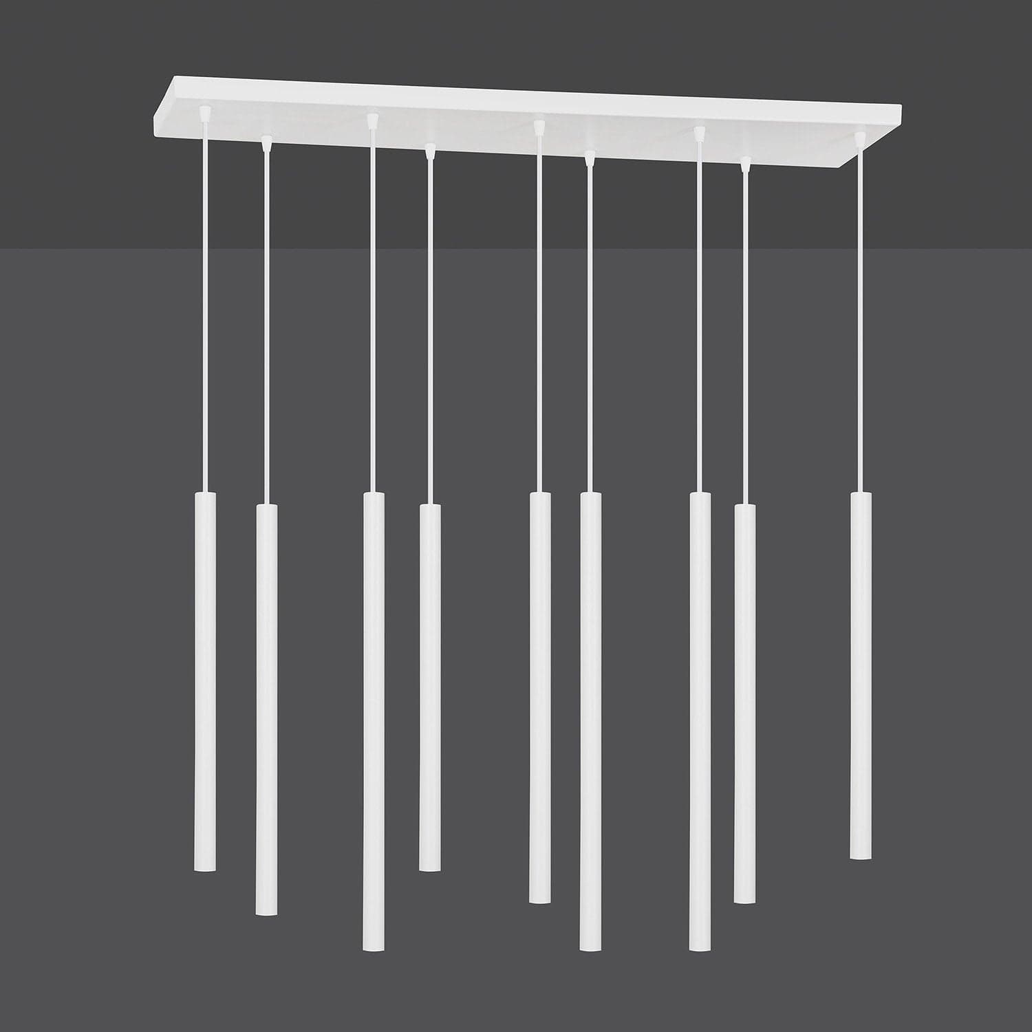 Lampadario 9 Luci Moderno Selter Acciaio Bianco E Paralumi A Cilindri Sottili in Lampade a sospensione LuceArt - Montecorvino Pugliano, commercioVirtuoso.it