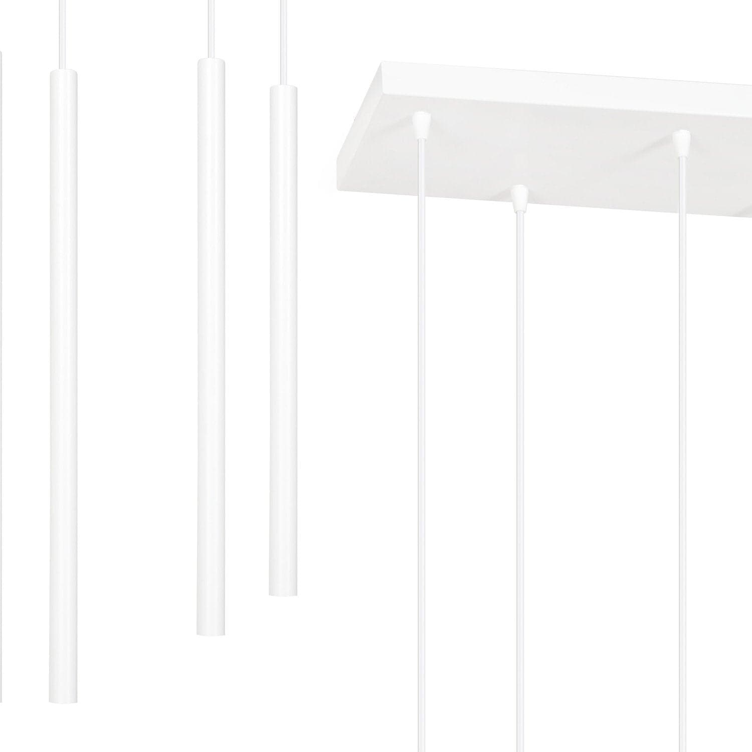 Lampadario 9 Luci Moderno Selter Acciaio Bianco E Paralumi A Cilindri Sottili in Lampade a sospensione LuceArt - Montecorvino Pugliano, commercioVirtuoso.it
