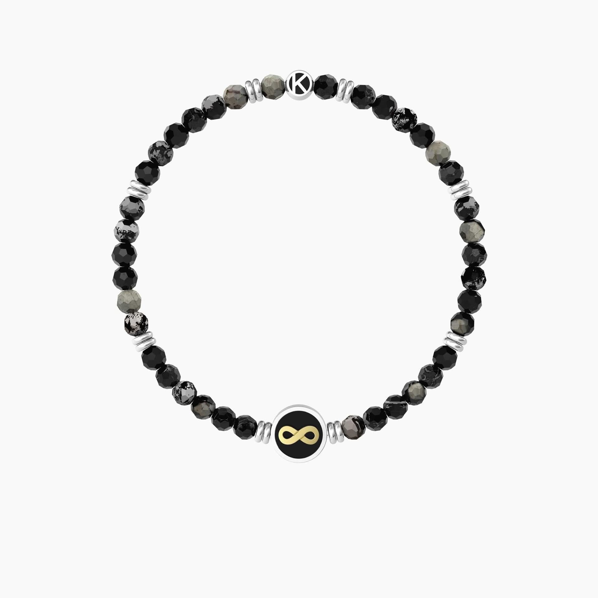 Kidult  -  Bracciale elastico uomo con agata nera e infinito Infinito | oltre i limiti in Bracciali Alba Gioielli - Casoria, commercioVirtuoso.it