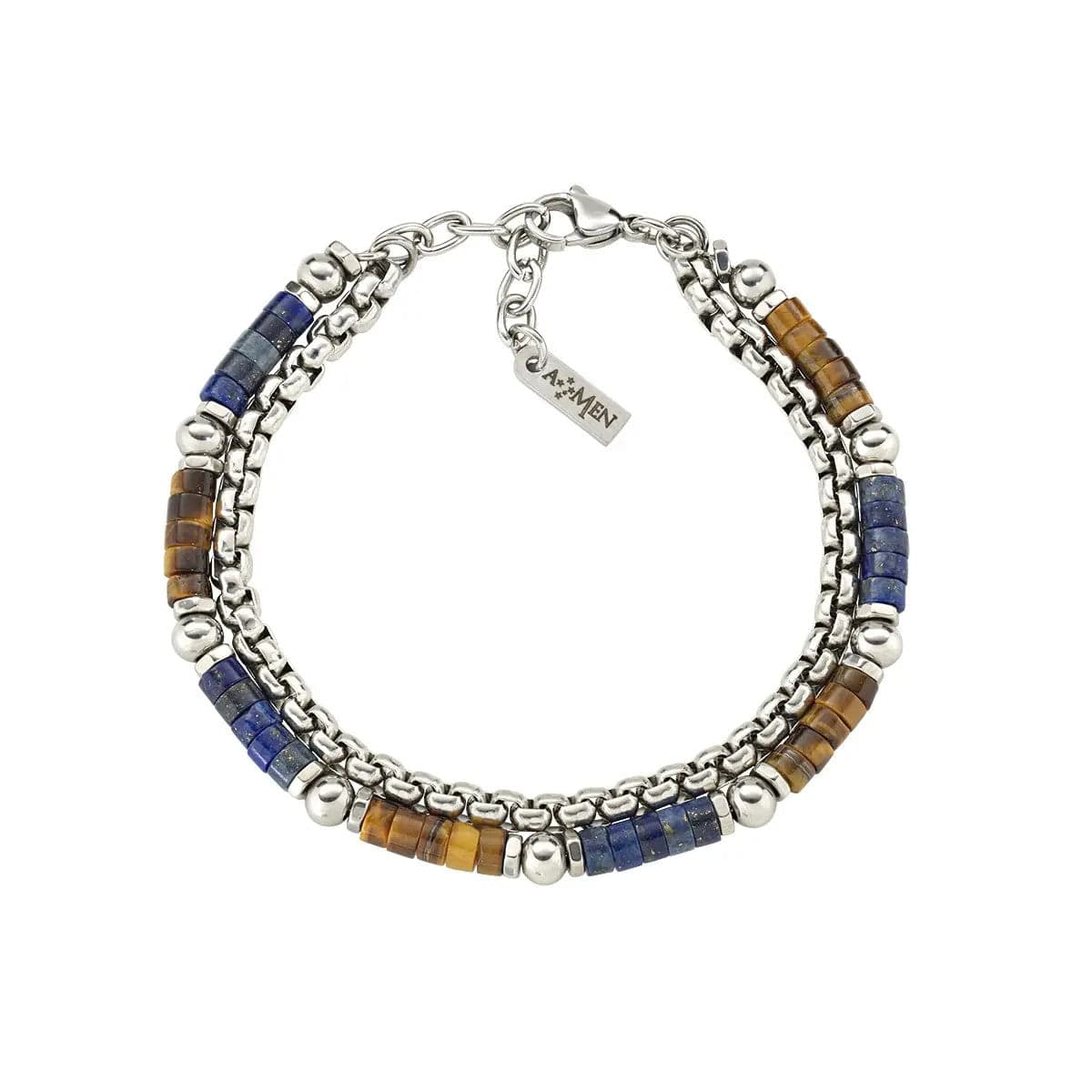 Amen - Bracciale in Acciaio con Lapislazzuli e Occhio di Tigre in Bracciali Alba Gioielli - Casoria, commercioVirtuoso.it