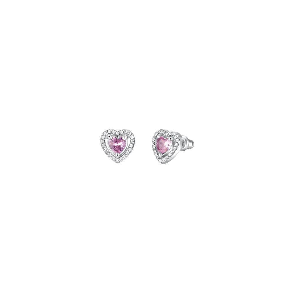 LUCA BARRA - ORECCHINI DONNA IN ACCIAIO CUORE ZIRCONE ROSA in Orecchini Alba Gioielli - Casoria, commercioVirtuoso.it