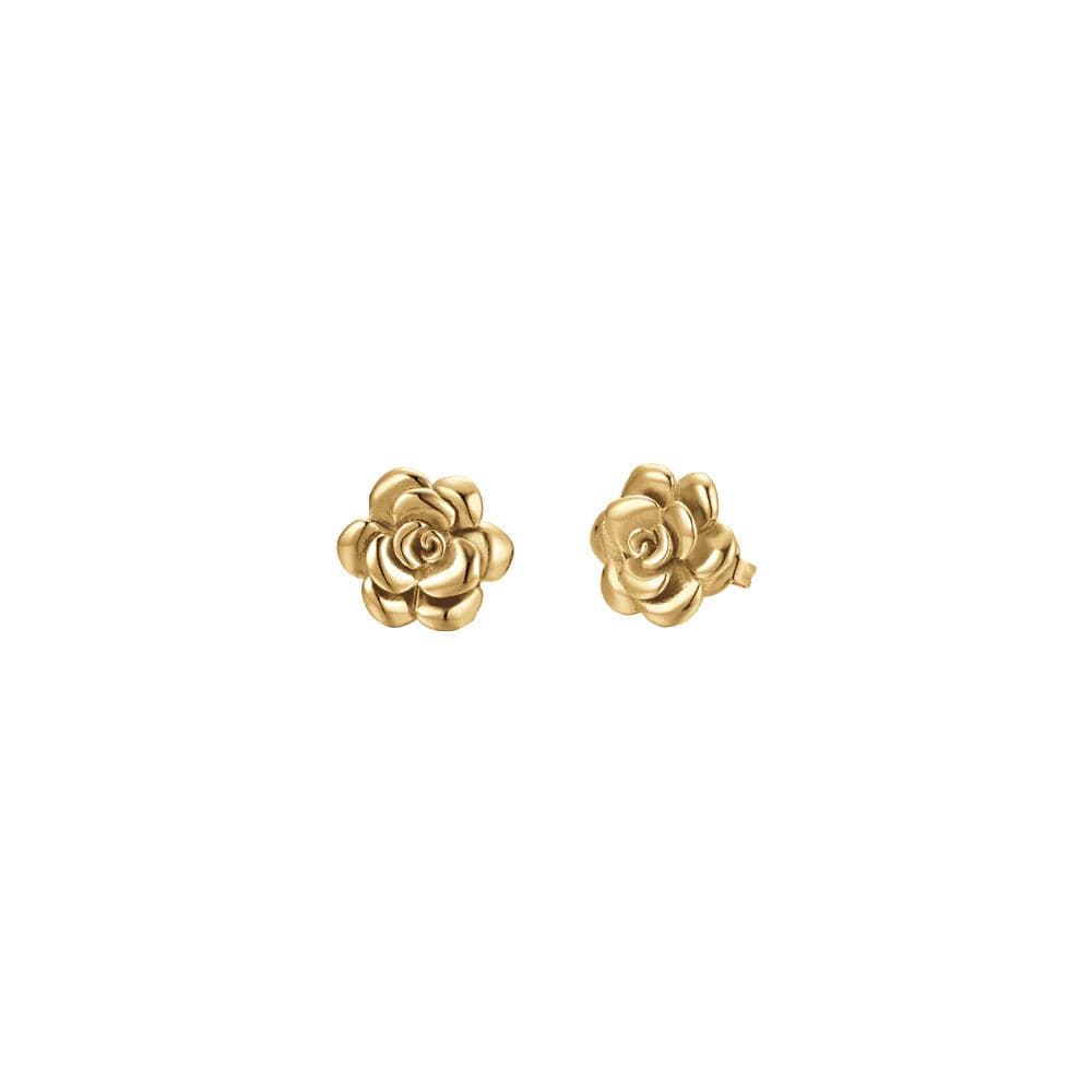 LUCA BARRA - ORECCHINI DONNA IN ACCIAIO IP GOLD CON ROSA in Orecchini Alba Gioielli - Casoria, commercioVirtuoso.it