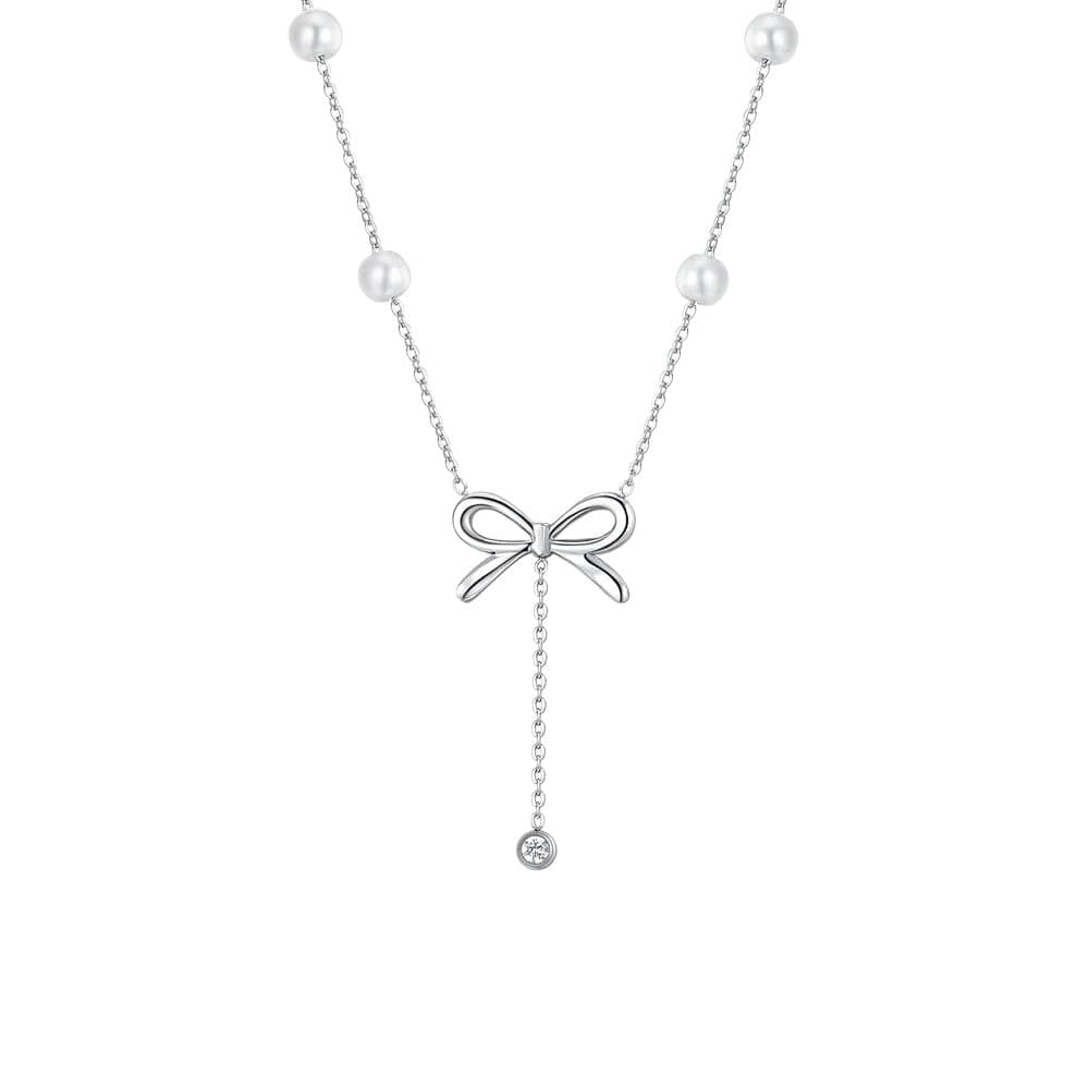 Luca Barra - COLLANA DONNA IN ACCIAIO FIOCCO E CRISTALLO in Collane Alba Gioielli - Casoria, commercioVirtuoso.it