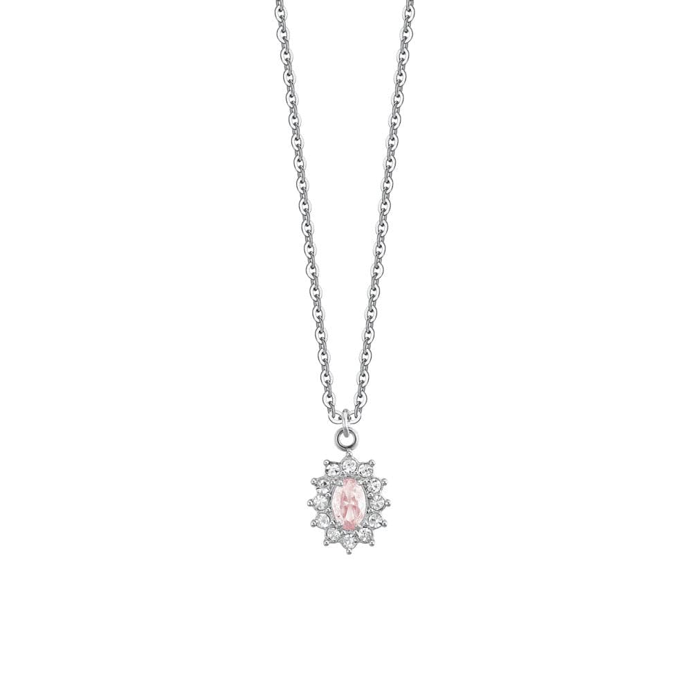Luca Barra - COLLANA DONNA IN ACCIAIO CRISTALLI E ZIRCONE ROSA in Collane Alba Gioielli - Casoria, commercioVirtuoso.it