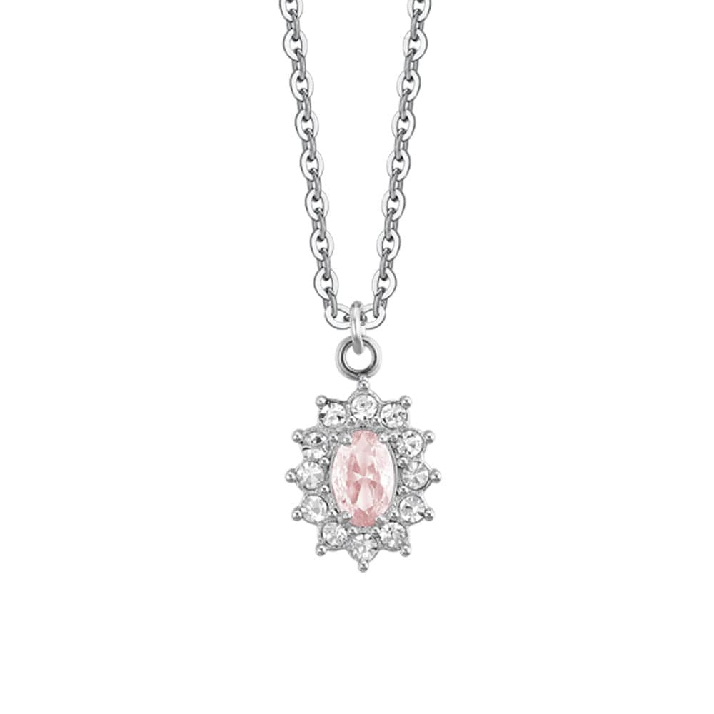 Luca Barra - COLLANA DONNA IN ACCIAIO CRISTALLI E ZIRCONE ROSA in Collane Alba Gioielli - Casoria, commercioVirtuoso.it