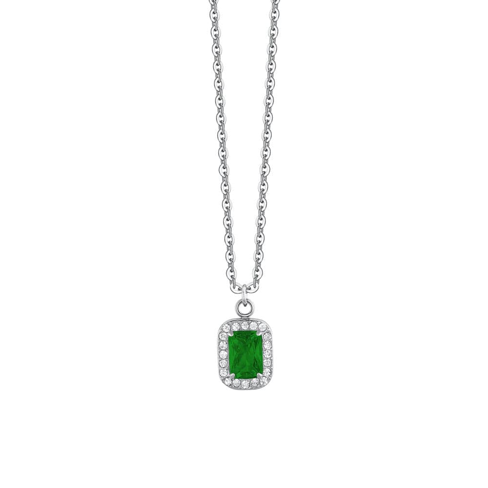 Luca Barra - COLLANA DONNA IN ACCIAIO CRISTALLI E ZIRCONE VERDE in Collane Alba Gioielli - Casoria, commercioVirtuoso.it