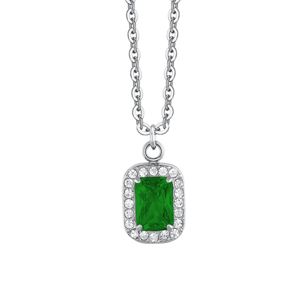 Luca Barra - COLLANA DONNA IN ACCIAIO CRISTALLI E ZIRCONE VERDE in Collane Alba Gioielli - Casoria, commercioVirtuoso.it