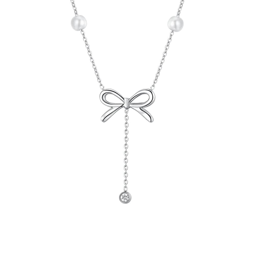 Luca Barra - COLLANA DONNA IN ACCIAIO FIOCCO E CRISTALLO in Collane Alba Gioielli - Casoria, commercioVirtuoso.it