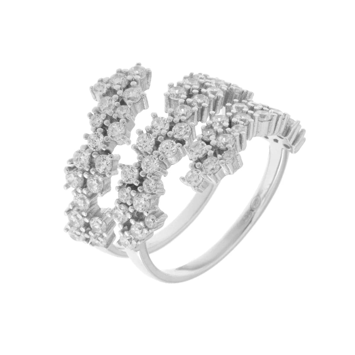 BYSIMON -   Anello in Argento 925 con struttura a forma di fiore e zirconi bianchi in Anelli Alba Gioielli - Casoria, commercioVirtuoso.it
