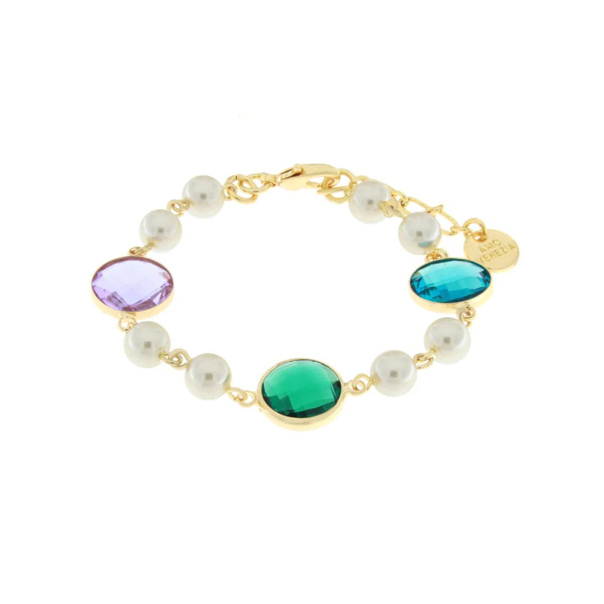 BYSIMON  -  Bracciale in Metallo con perline e cristalli
