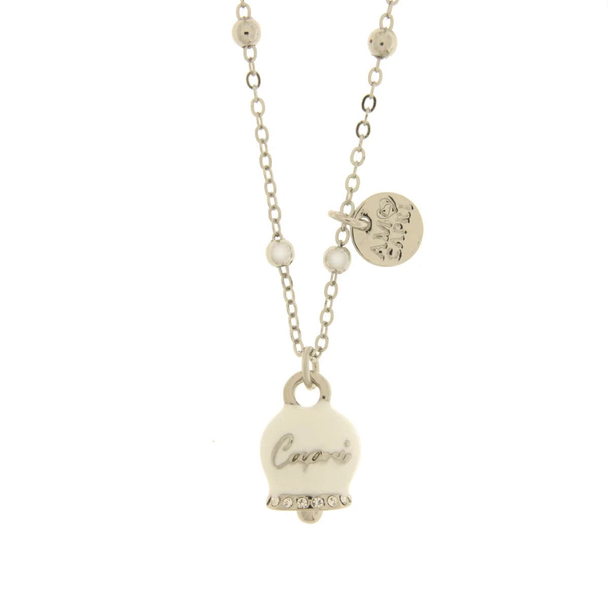 BYSIMON -Collana in Metallo con campanella bianca scritta capri in Collane Alba Gioielli - Casoria, commercioVirtuoso.it