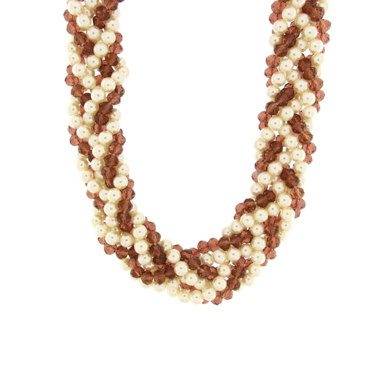 BYSIMON - Collana in Metallo con perline bianche e marroni intrecciate in Collane Alba Gioielli - Casoria, commercioVirtuoso.it