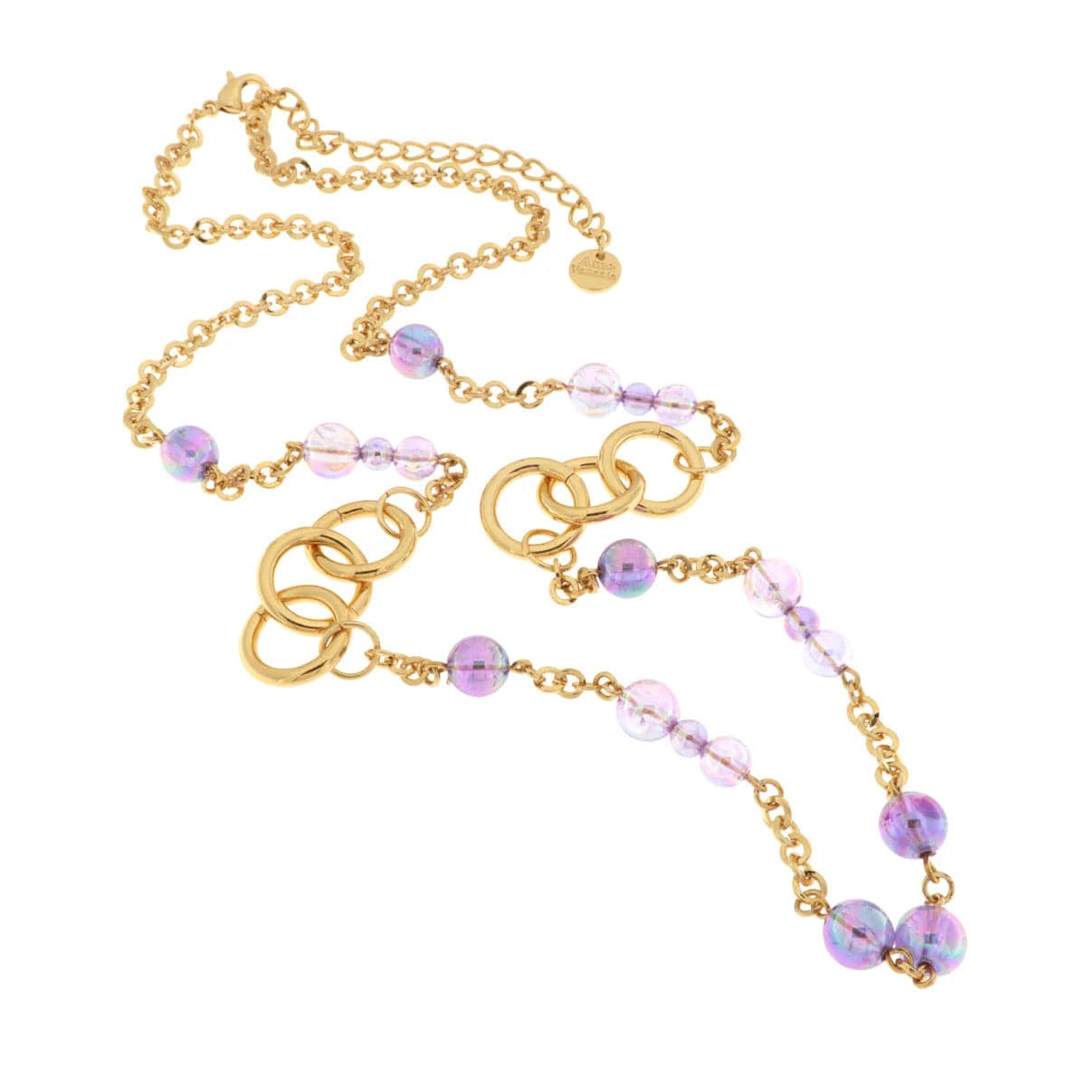 BYSIMON -  Collana in Metallo con cristalli di colore viola ispirati al vetro di Murano