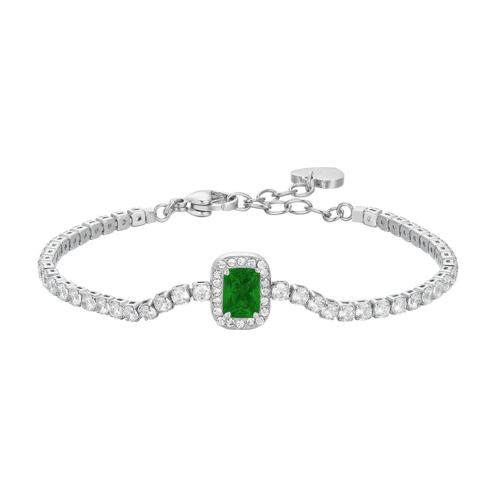 LUCA BARRA - BRACCIALE TENNIS DONNA IN ACCIAIO CRISTALLI E ZIRCONE VERDE in Bracciali Alba Gioielli - Casoria, commercioVirtuoso.it