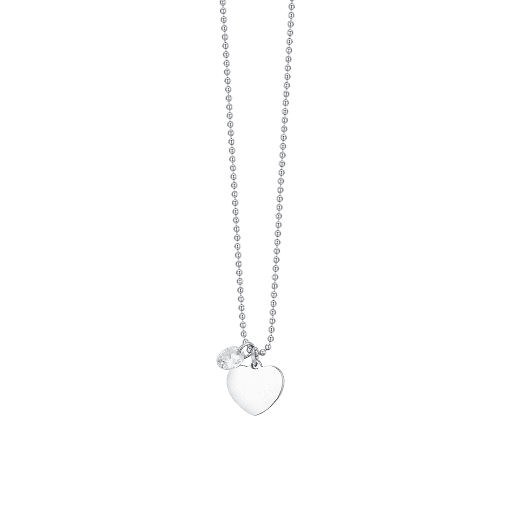Luca Barra - COLLANA DONNA IN ACCIAIO CON CUORE E ZIRCONE BIANCO in Collane Alba Gioielli - Casoria, commercioVirtuoso.it