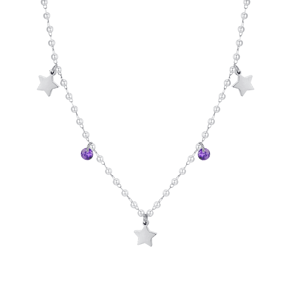 Luca Barra - COLLANA DONNA IN ACCIAIO PERLE CON STELLE in Collane Alba Gioielli - Casoria, commercioVirtuoso.it