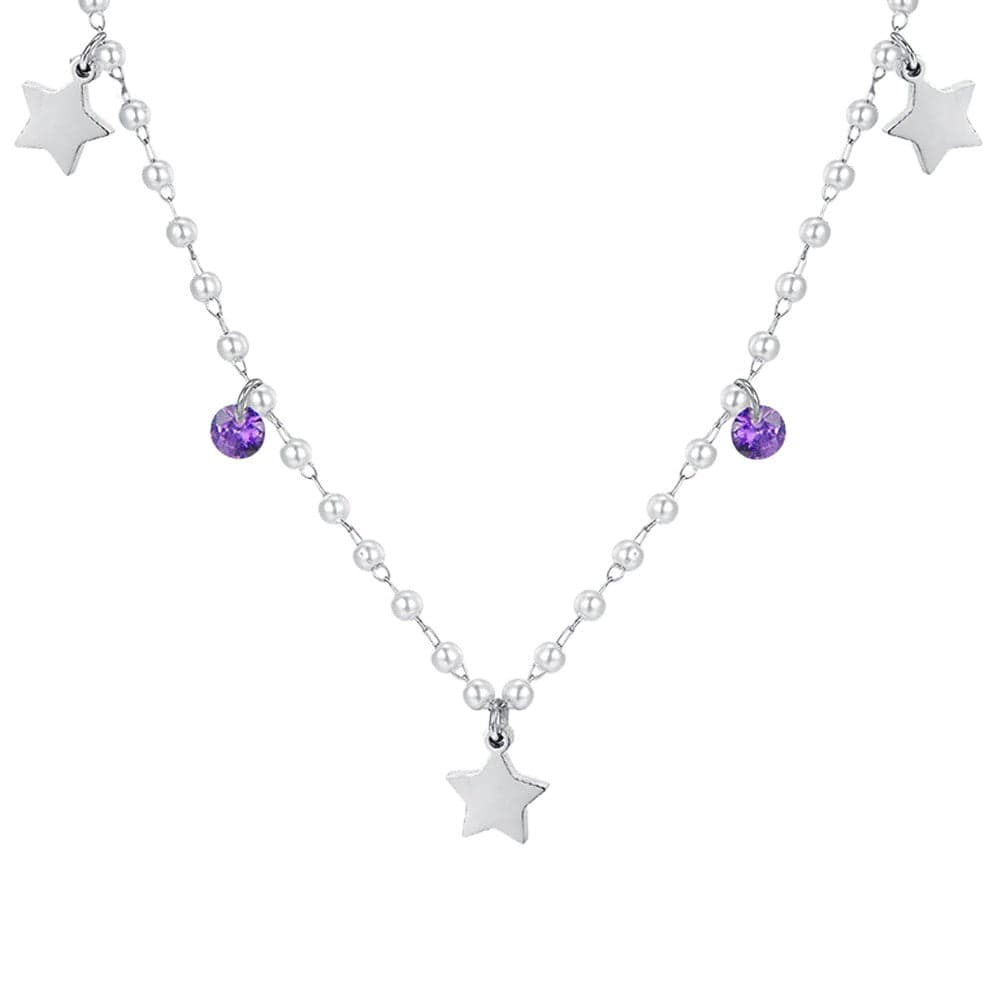 Luca Barra - COLLANA DONNA IN ACCIAIO PERLE CON STELLE in Collane Alba Gioielli - Casoria, commercioVirtuoso.it