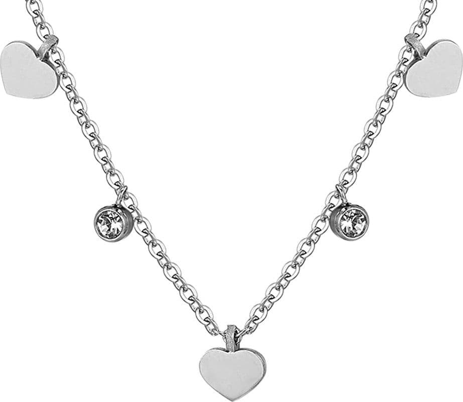 Luca Barra -  COLLANA DONNA IN ACCIAIO CUORI E CRISTALLI in Collane Alba Gioielli - Casoria, commercioVirtuoso.it