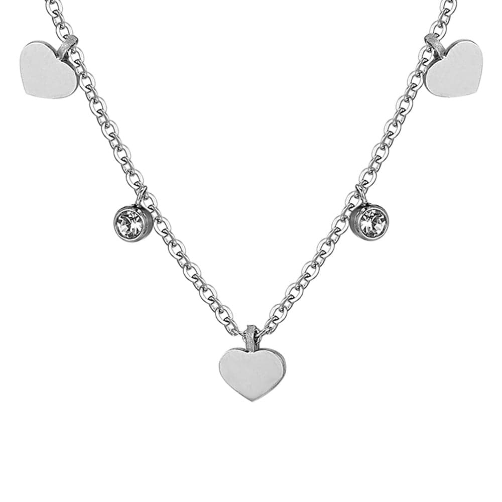 Luca Barra -  COLLANA DONNA IN ACCIAIO CUORI E CRISTALLI in Collane Alba Gioielli - Casoria, commercioVirtuoso.it